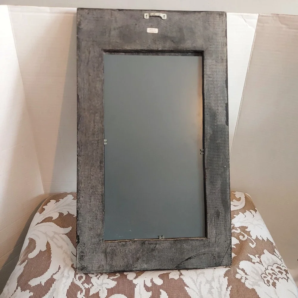 Hand Carved Wood Sunflower Wall Mirror Rustic Folk Art Floral Decor 19.5x11.5